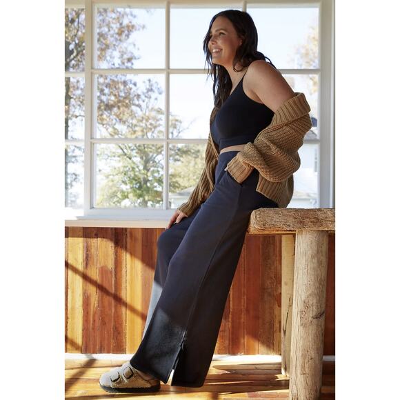Daily Practice by Anthropologie Navy Wide-Leg Slit Pants - NWT 1X - Picture 1 of 10
